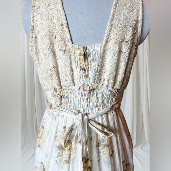 Annabella Cream Floral Cotton Maxi Dress Boho Dress Size M/L NWOT - Picture 4 of 16
